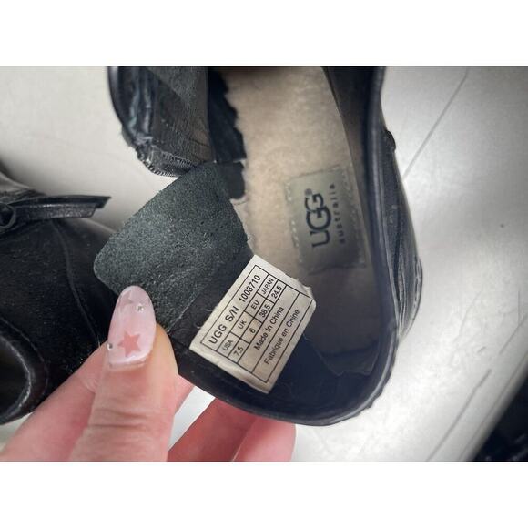 UGG Australia Penelope Booties Black Leather Zip Women's 7.5 Boots - Picture 8 of 8